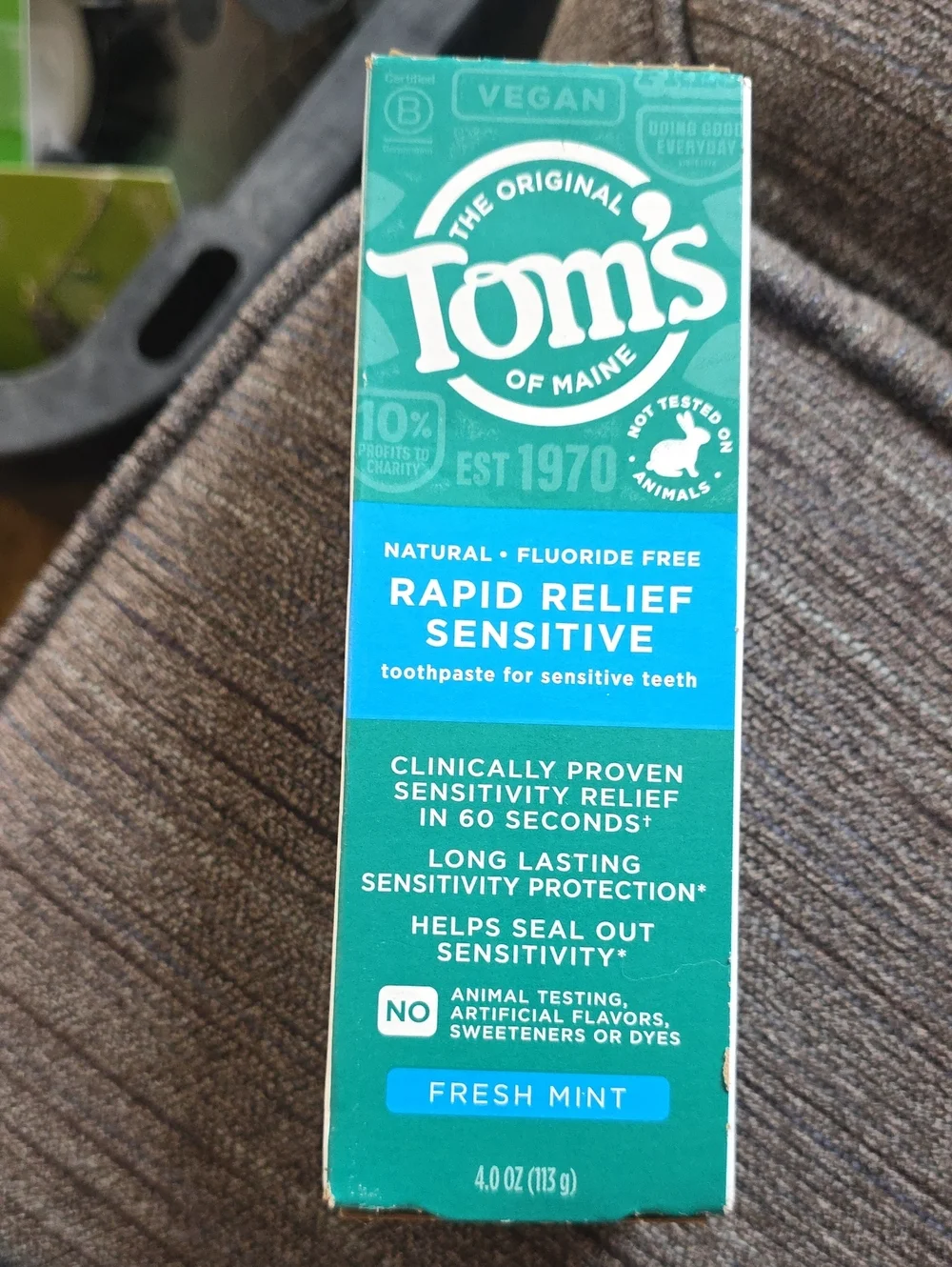 Tom's Rapid Relief Sensitive Fresh Mint Toothpaste Pack - Teal & White